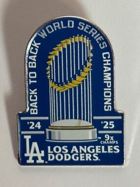 LA Dodgers Back To Back Trophy Champs 24 25 Hat Pin Pins Fitted New Era Hats